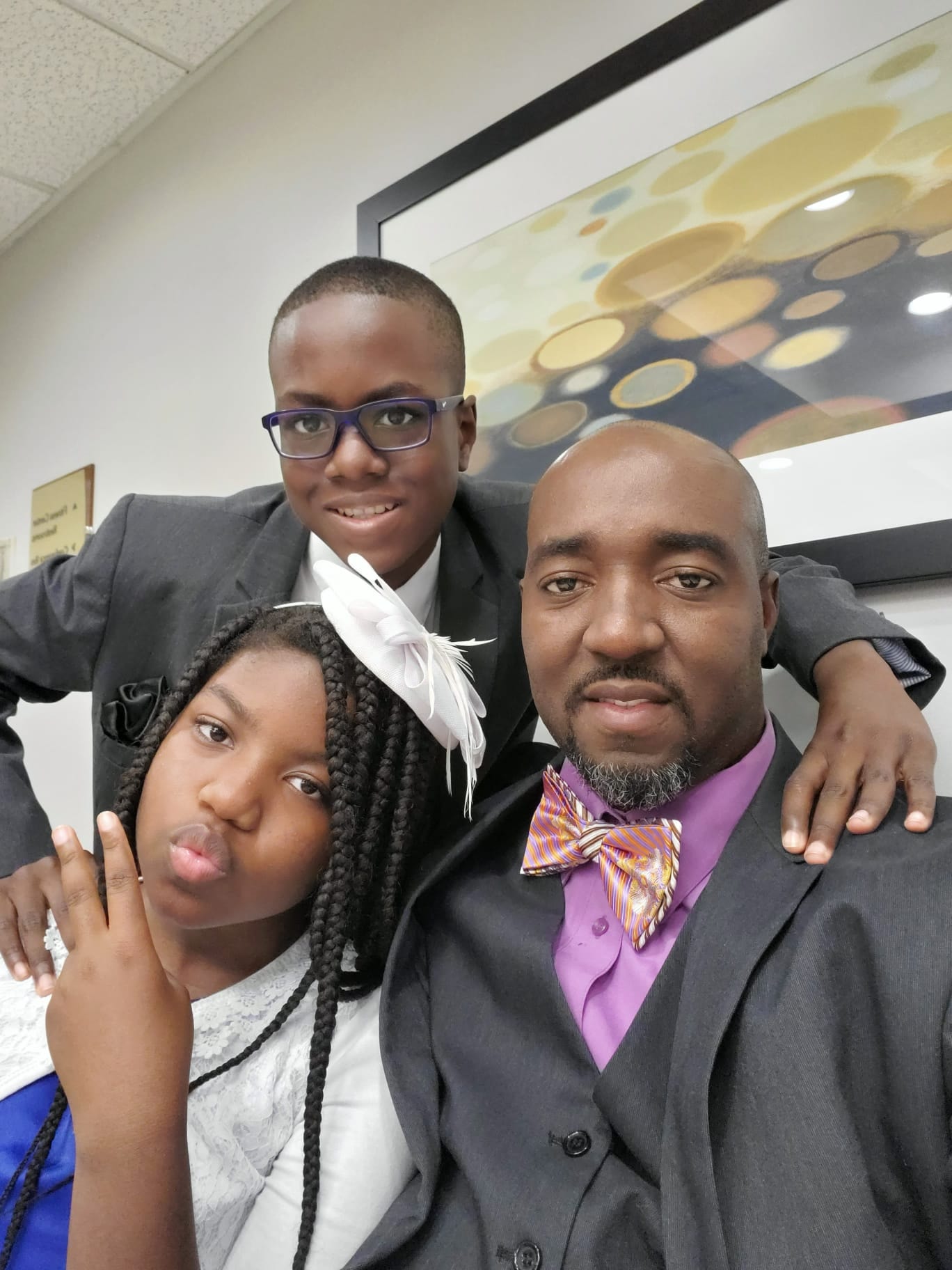 Church family members at a service